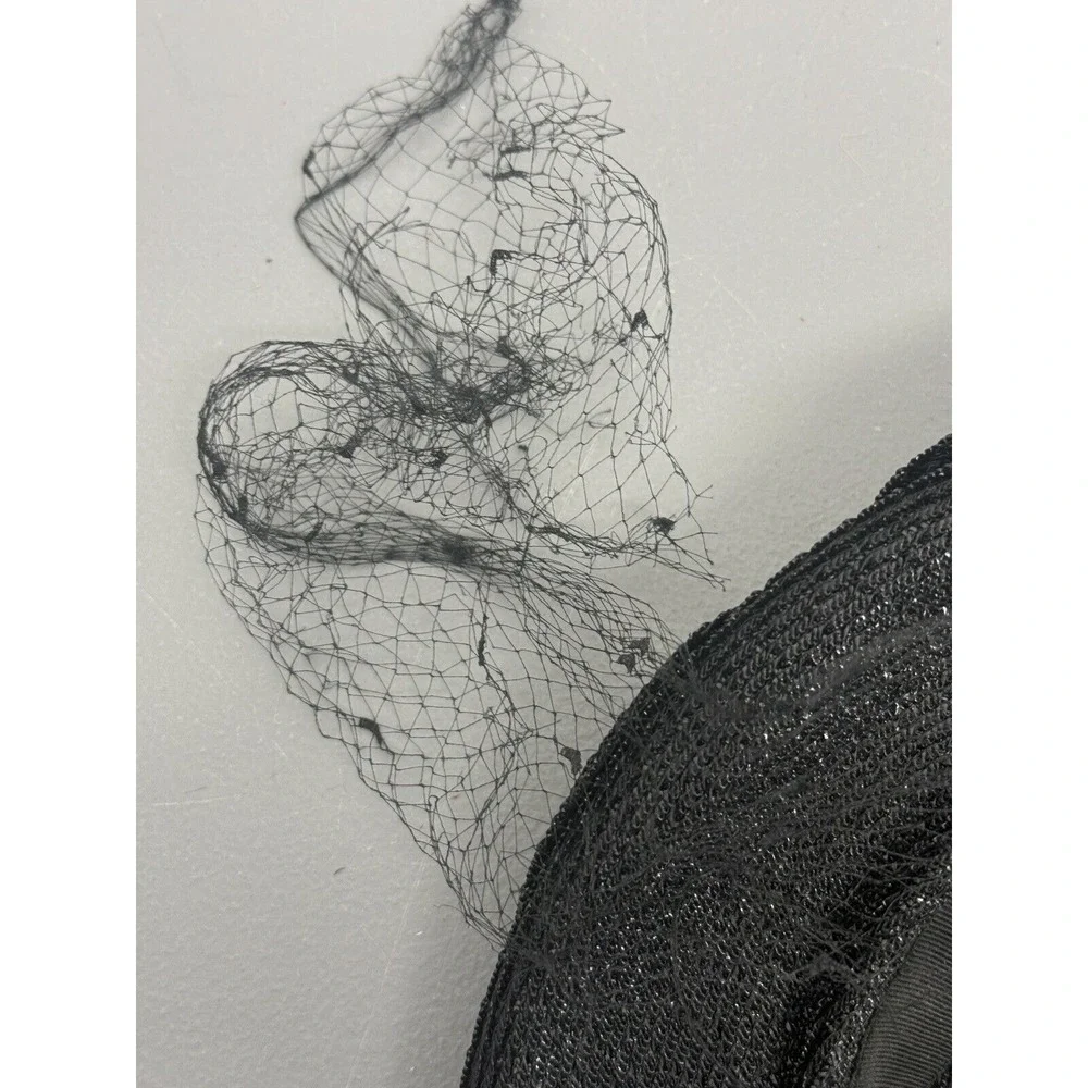 Vintage Hat 1950s Form‎ Style Black Woven Unbranded #24